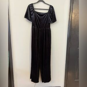 Old Navy XL Charcoal Velvet Jumpsuit